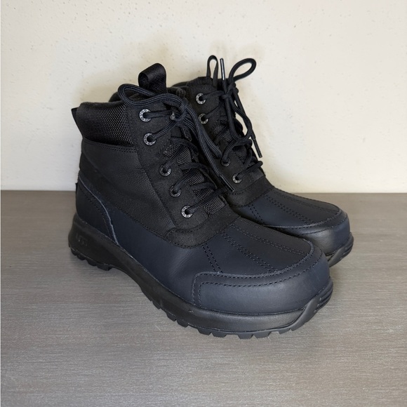 UGG Men\'s Emmett Duck Boots Waterproof Snow Black Leather High Top Size US 8 main image 4